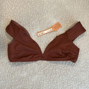 NWT SKIMS Sculpting Swim Off Shoulder Top Cocoa